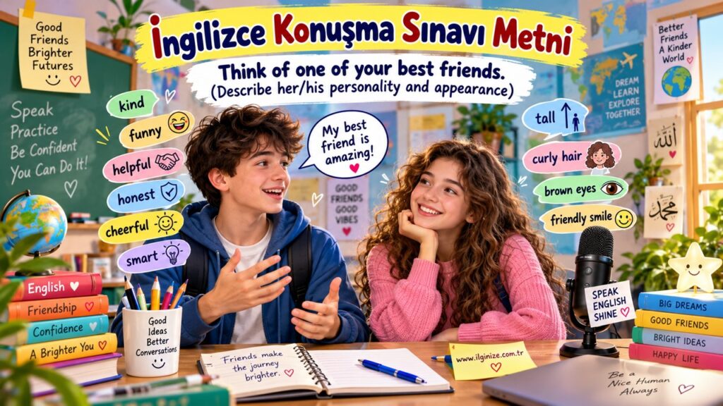 İngilizce Konuşma Sınavı Metni – Think of one of your best friends. (Describe her/his personality and appearance)