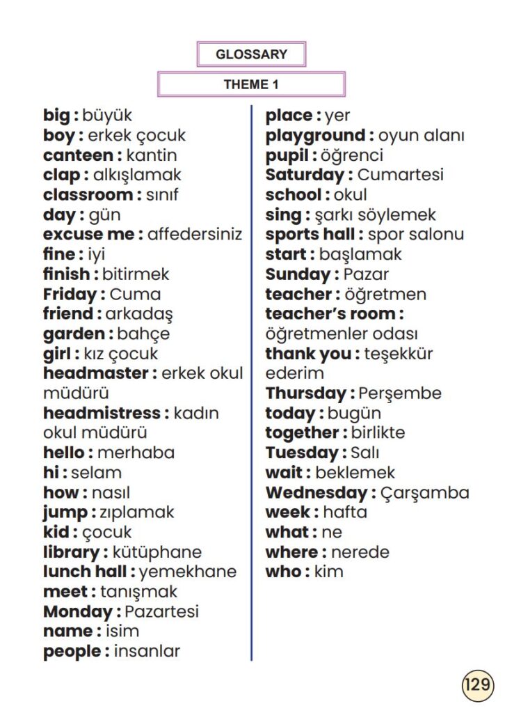 2. Sınıf İngilizce Ders Kitabı Cevapları Meb Yayınları Sayfa 129