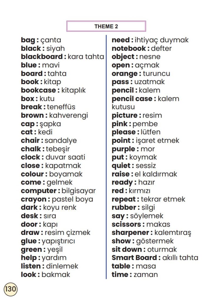 2. Sınıf İngilizce Ders Kitabı Cevapları Meb Yayınları Sayfa 130