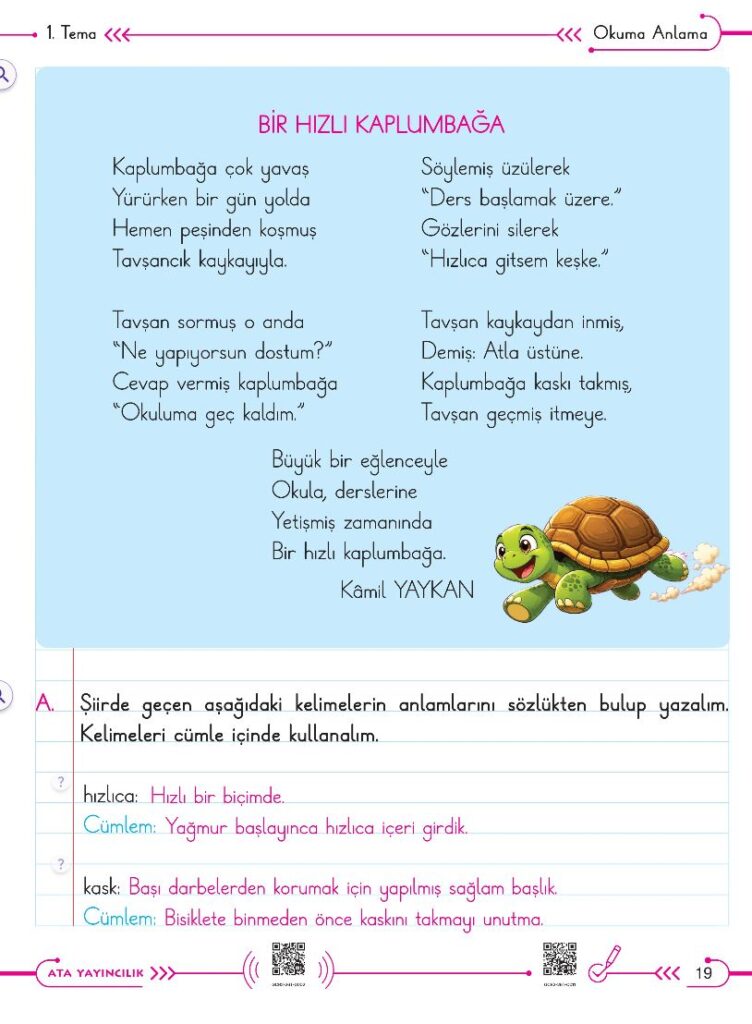 2. Sınıf Türkçe Ders Kitabı Cevapları Ata Yayıncılık (Gıcır Gıcır) Sayfa 19